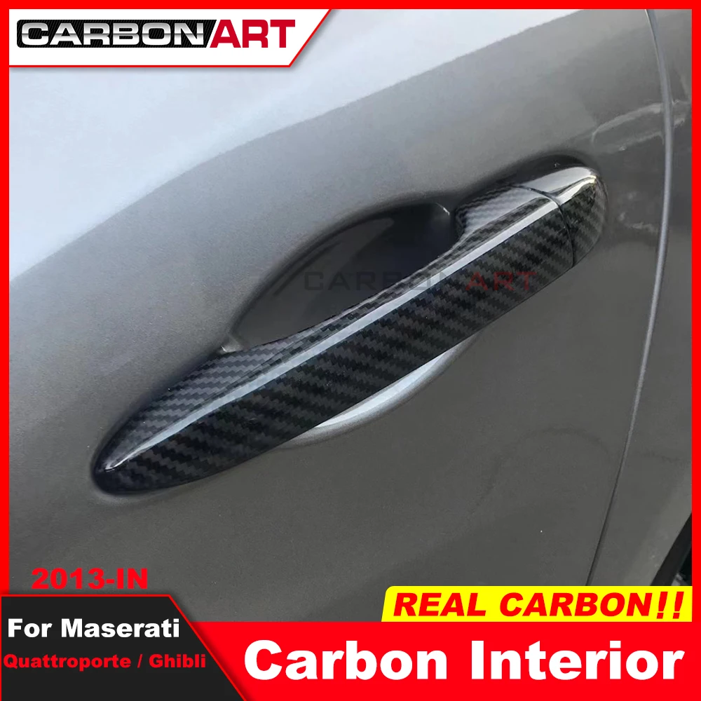 

Gloss Black Carbon Fiber Interior Cover Trims Car Accessories For maserati Ghibli Quattroporte 2013-IN carbon fiber door handle