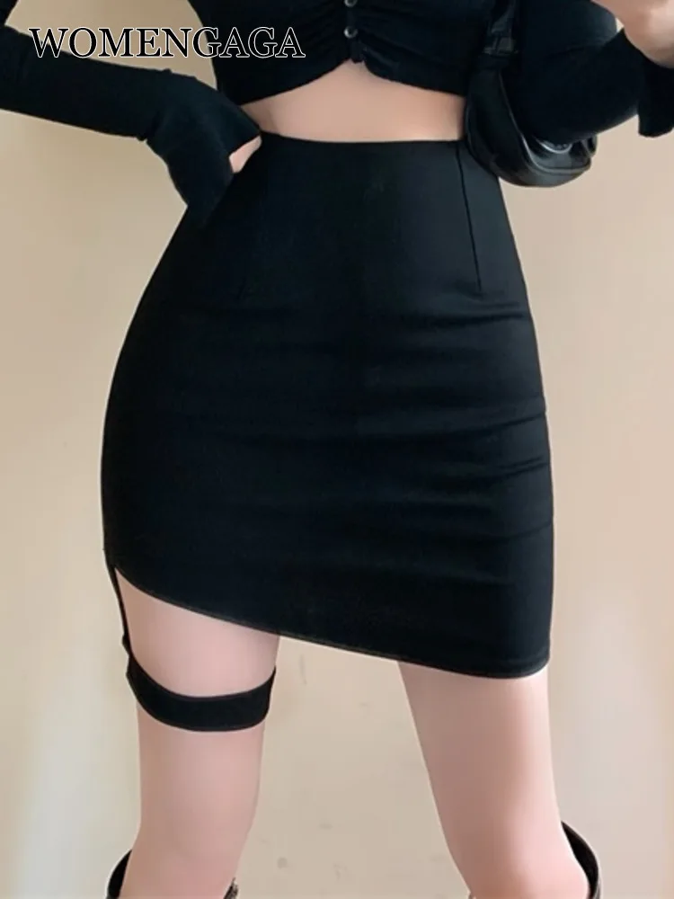 

WOMENGAGA Sexy Slim Irregular Short Mini Skirt Women's Summer Skirt Fashion Women Skirts 2022 Black Slim Straight 3E53