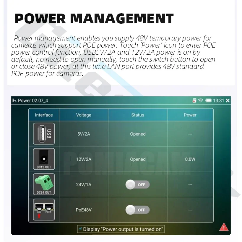 IPCX-ACT 7-дюймовый тестер видеонаблюдения H.265 4K 8MP TVI/CVI/AHD/CVBS/IPC Тестер камеры монитора