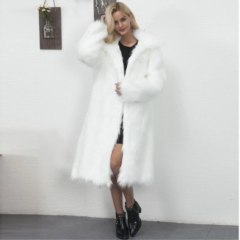 Long Faux Fur Casual Commuter Coat Autumn and Winter New Fashion Thickened Long Sleeved Women's Wool Windbreaker