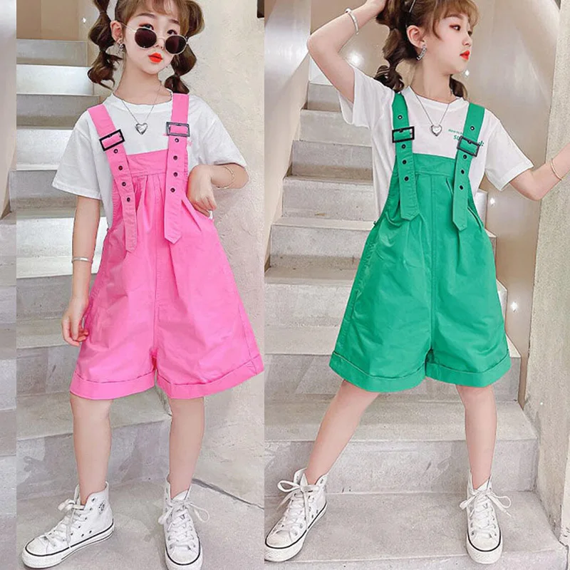 

Детский корейский комбинезон для девочек, шорты для детей, Зеленый Детский костюм, наряды, комбинезоны, повседневные ползунки, новинка 2022