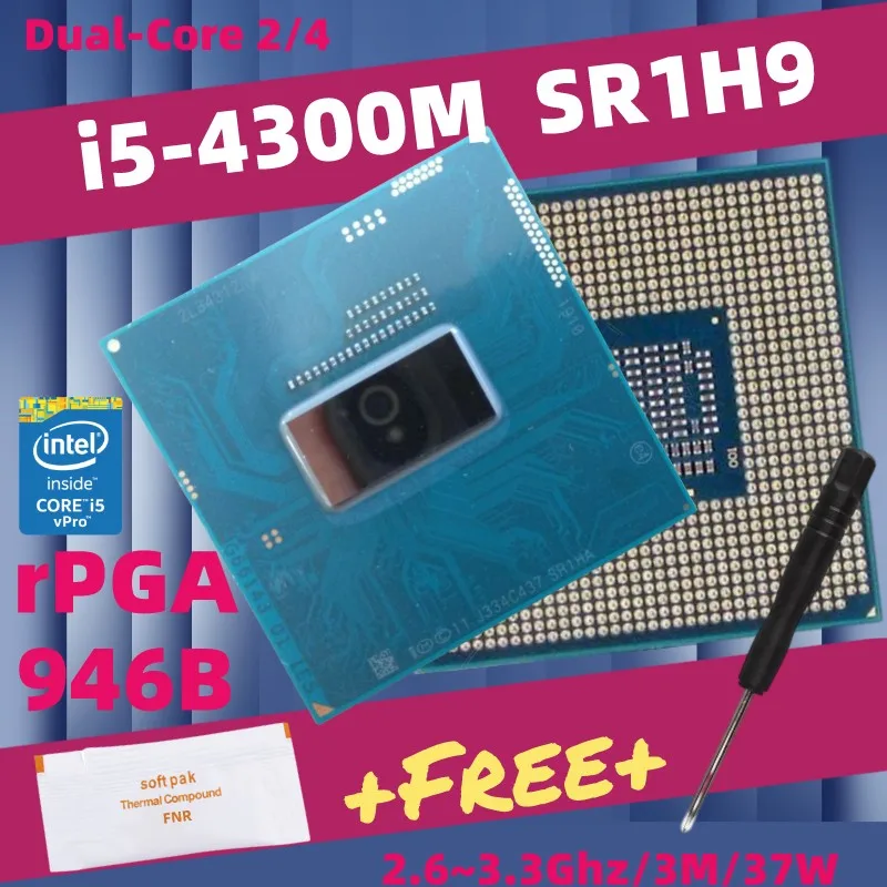 

Двухъядерный процессор Core i5 4300M SR1H9 для ноутбука, процессор G3 PGA946B HM86 HM87 QM87