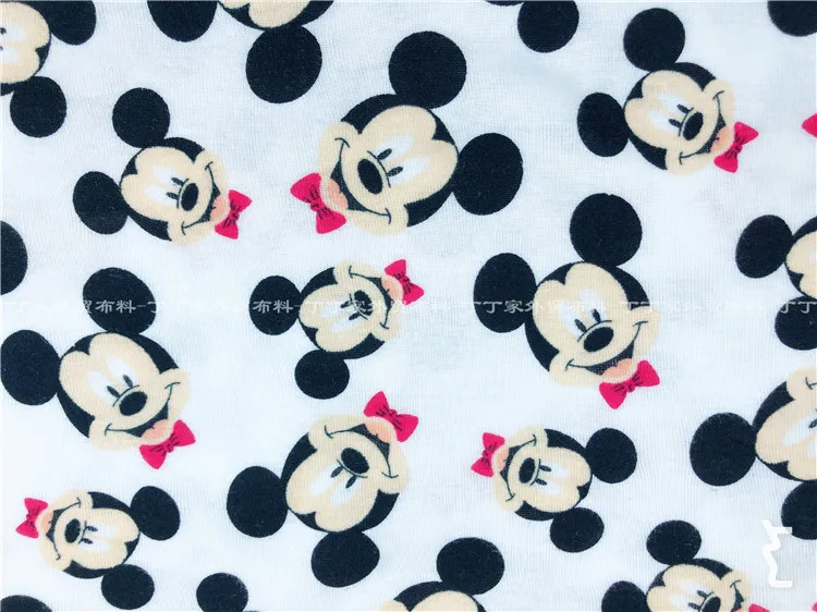 Эластичная трикотажная хлопковая ткань из лайкры с мультяшным Микки 50 х17 0 м |