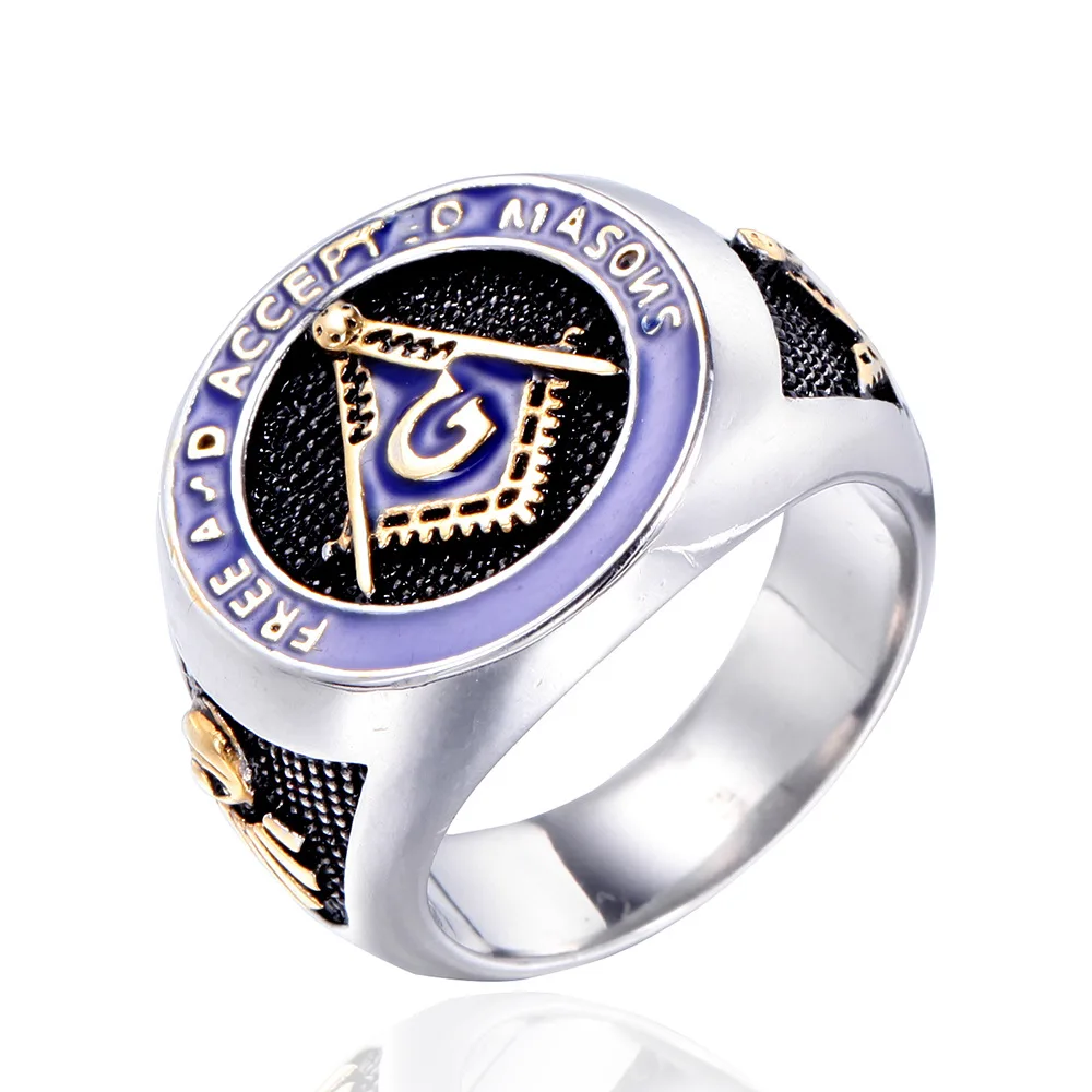 Новейшие мужские кольца-Рыцари Templar Mason винтажные кольца Freemason Masonic Biker синие