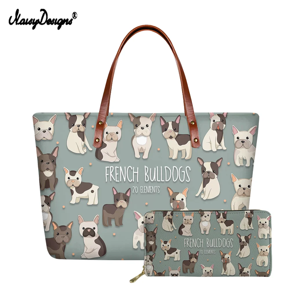 

Комплект женских роскошных сумок-тоутов с рисунком французского бульдога