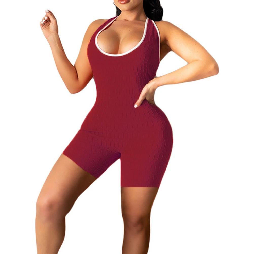 

Women's New Style Pineapple Cloth Short Sports Yoga Jumpsuit Red M