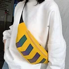 Светоотражающая поясная сумка унисекс, модная бананка в уличном стиле, холщовая поясная сумочка большой вместимости в стиле хип-хоп для женщин