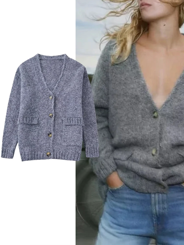 

Кардиган TRAF для женщин, свитер, зима 2022, модный кардиган, свитер, пальто, винтажная женская верхняя одежда, топы