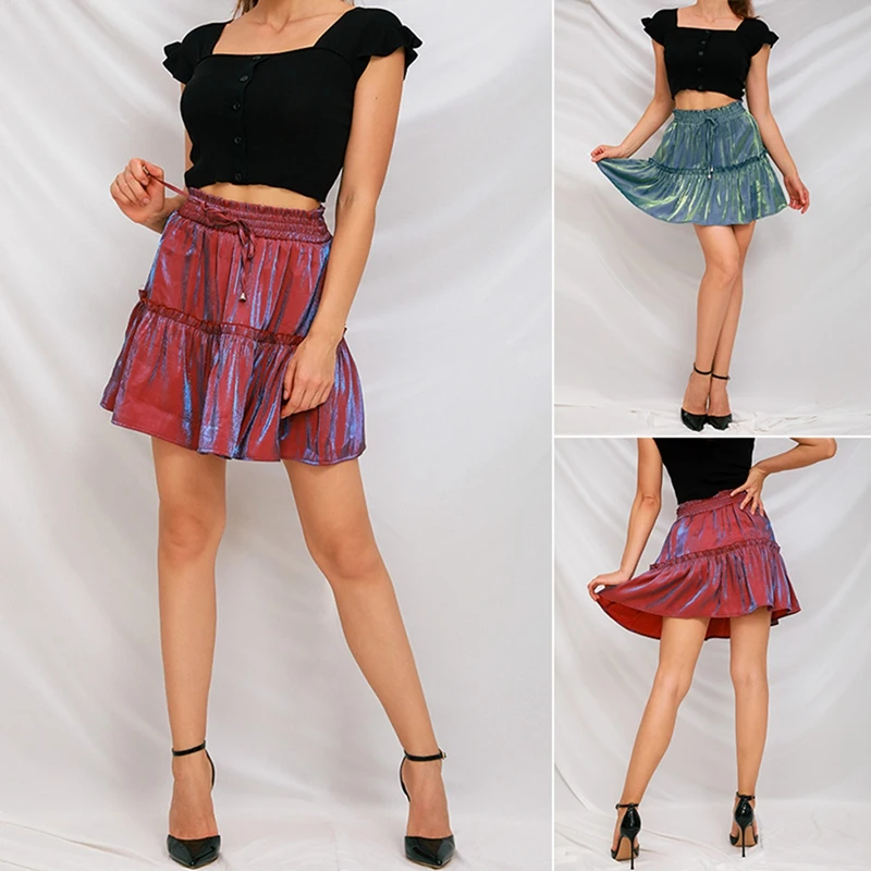 

High Waist Elastic Solid Color Skirt Fashion Casual Skirts Womens New Fresh And Sweet Beauty Dress