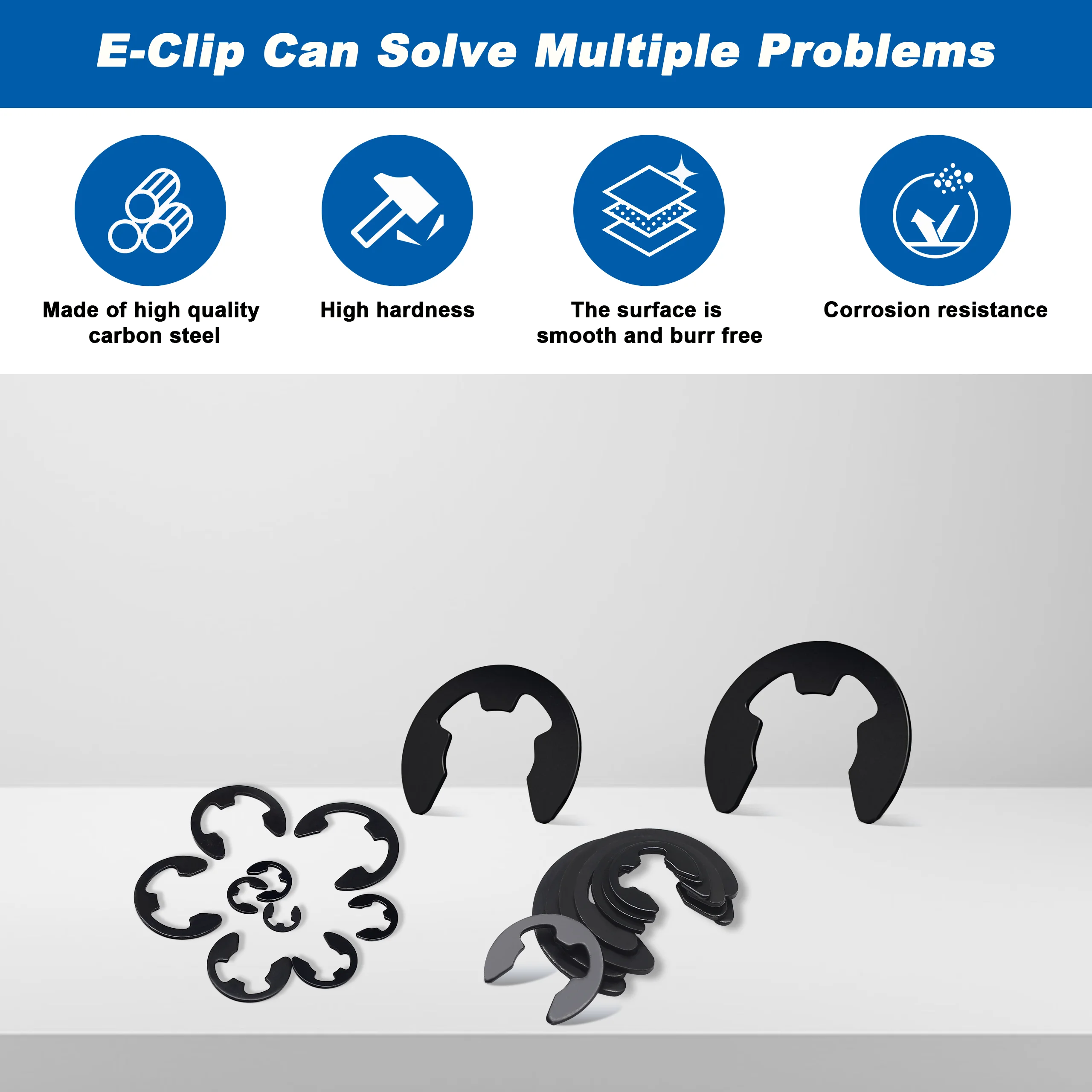 M1.5 Small E Clip Circlip External Retaining Rings Clips Carbon Steel 50PCS 100PCS 150PCS 200PCS