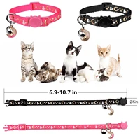 4pcsset breakaway pet cat collars cute moons stars pattern kitty collar with pendant adjustable kitten collars with bell