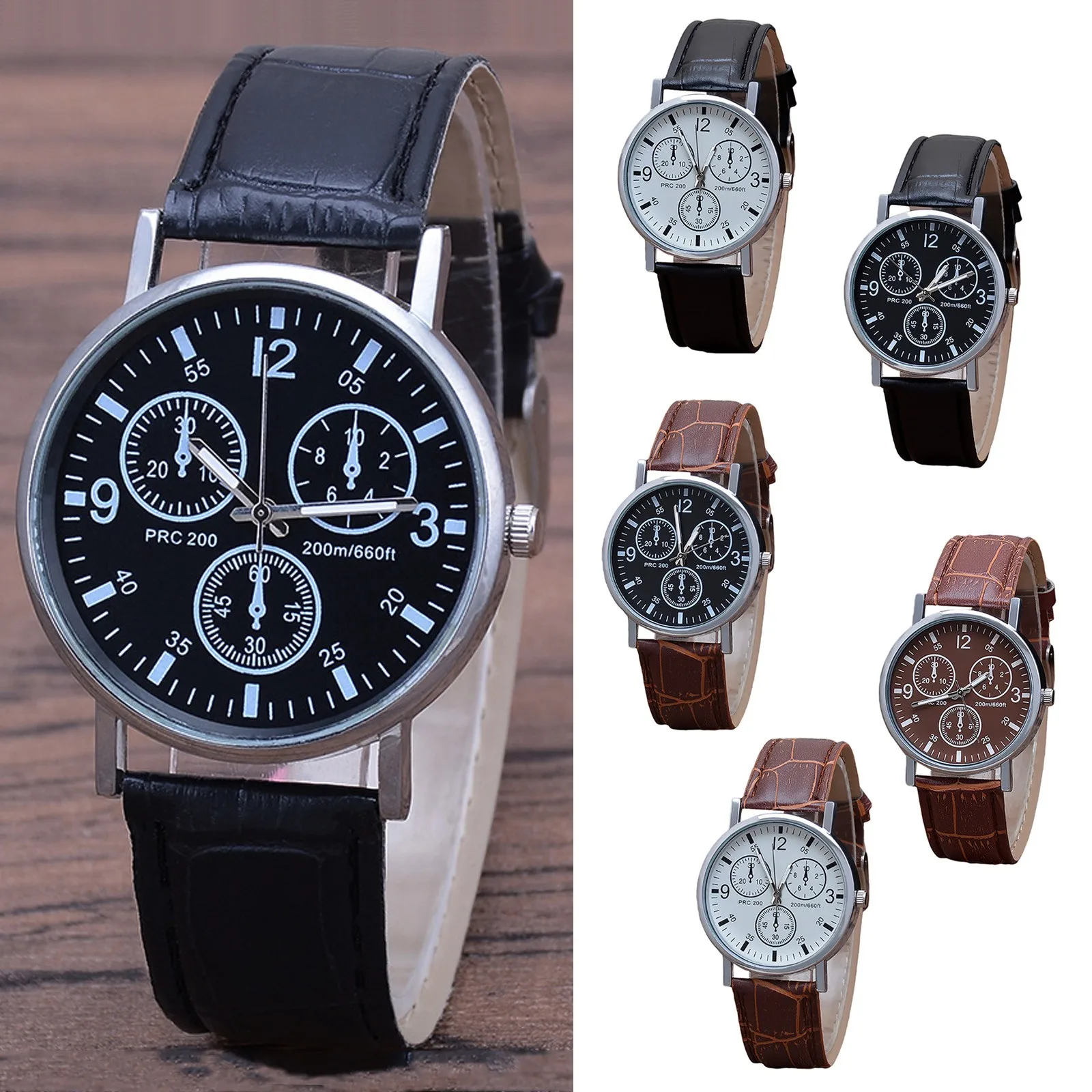 

Fashionable casual men style and leisurely strap watch three eye six stitches leisure fashion activity quartz watch Reloj Hombre