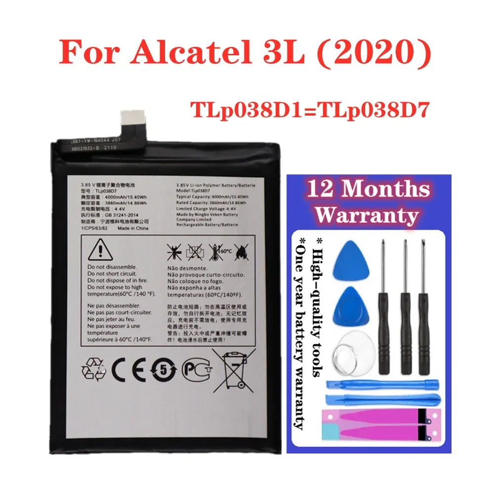 Высокое качество 4000 мАч TLP038D7 TLP038D1 Сменный аккумулятор для Alcatel 3L 2020 5029D телефона