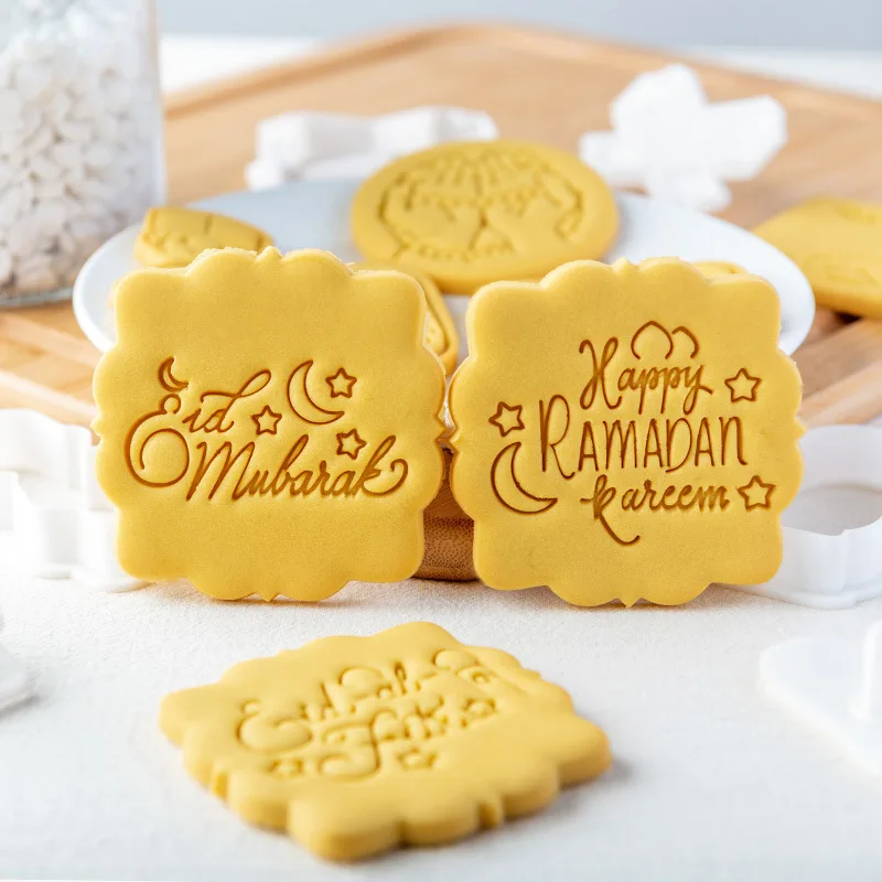 

Muslim Eid Al-Fitr Ramadan Biscuit Mold Plastic 3D Dessert Decorative Pattern Cookie Cutter Household DIY Cake Decoration Tools