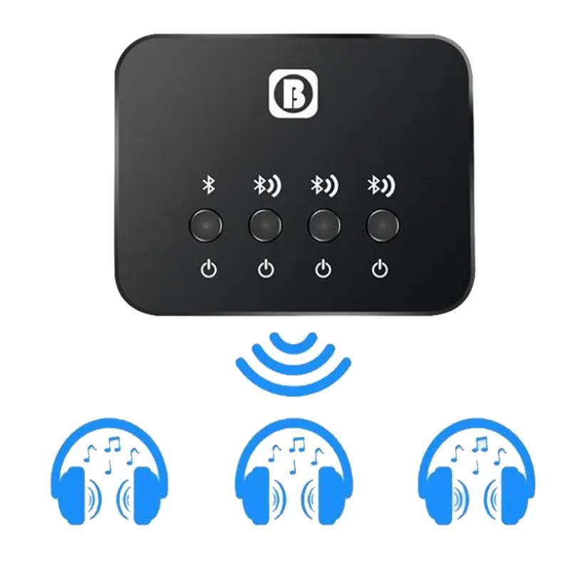 Bluetooth Spliter for 3pcs Wireless Earphone Working Together Stereo o Transmitter Splitter Adapter Music Receiver Sharing