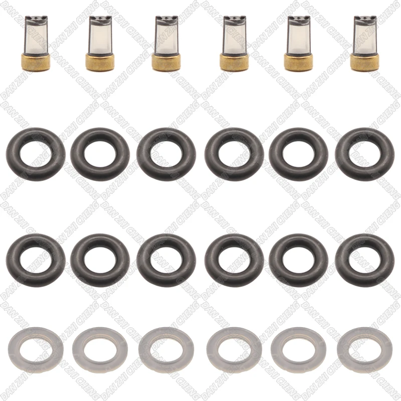 

6 set Fuel Injector Service Repair Kit Filters Orings Seals Grommets for Hafei Lobo Zana 0280156172