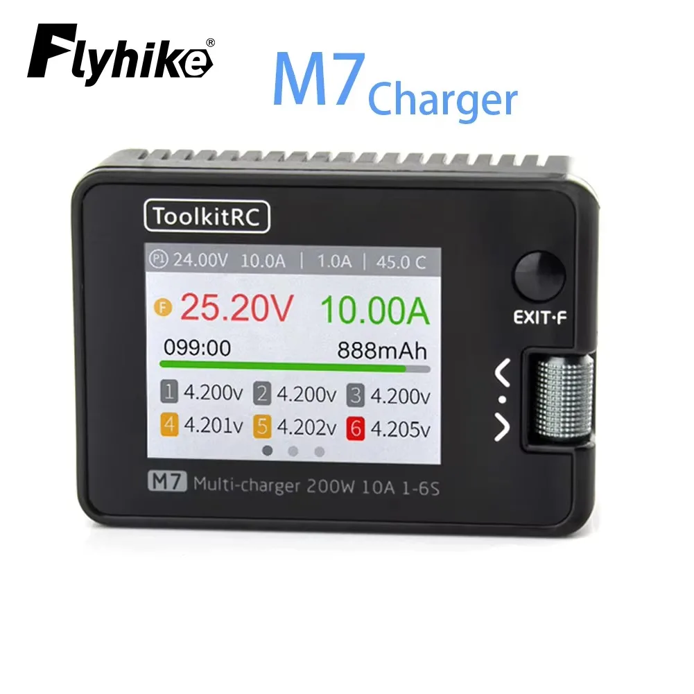 Фото DroMaToolkitRC M7 200W 10A Балансировочное зарядное-разрядное устройство с проверкой напряжения сервопривода и тестером ESC для зарядки литий-полимерных батарей 1-6S №3