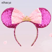 new 4 big mouse ears headband girls 6 large bow hairband women party festival hair accessories kids glitter sequin head wear
