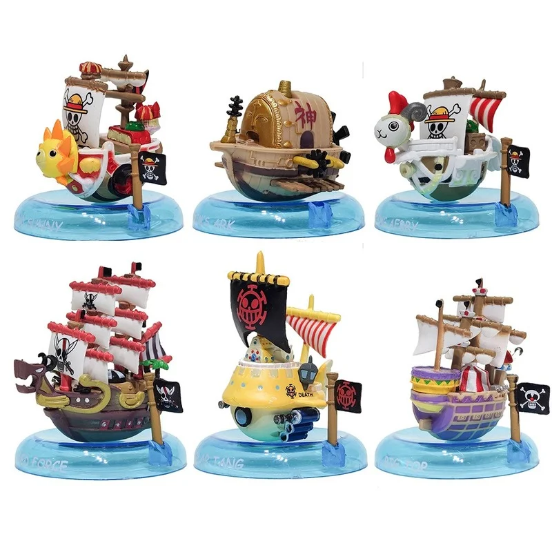 

6PCS Anime One Piece Action Figure Toys 6-7CM Pirate Ship Going Merry Thousand Sunny Handmade Ornaments for Christmas Gift