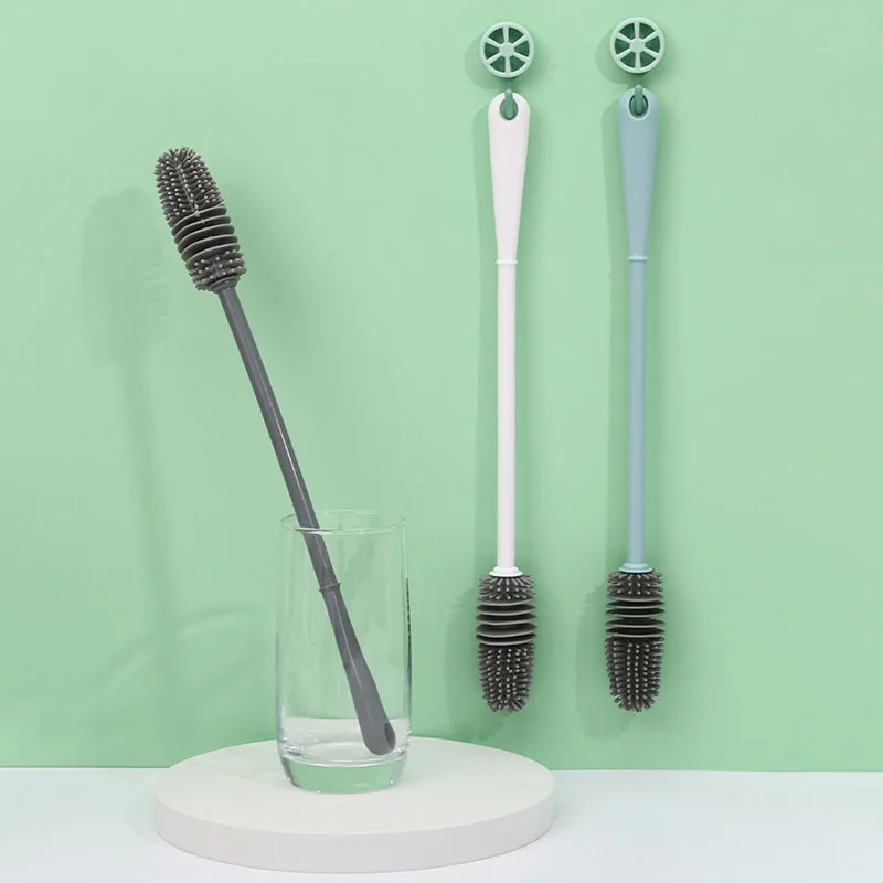 

Silicone Cup Brush Milk Bottle Cleaning Brush Long Handle Water Bottles Cleaner Wine Glass Bottle Glass Cup Cleaning Brush