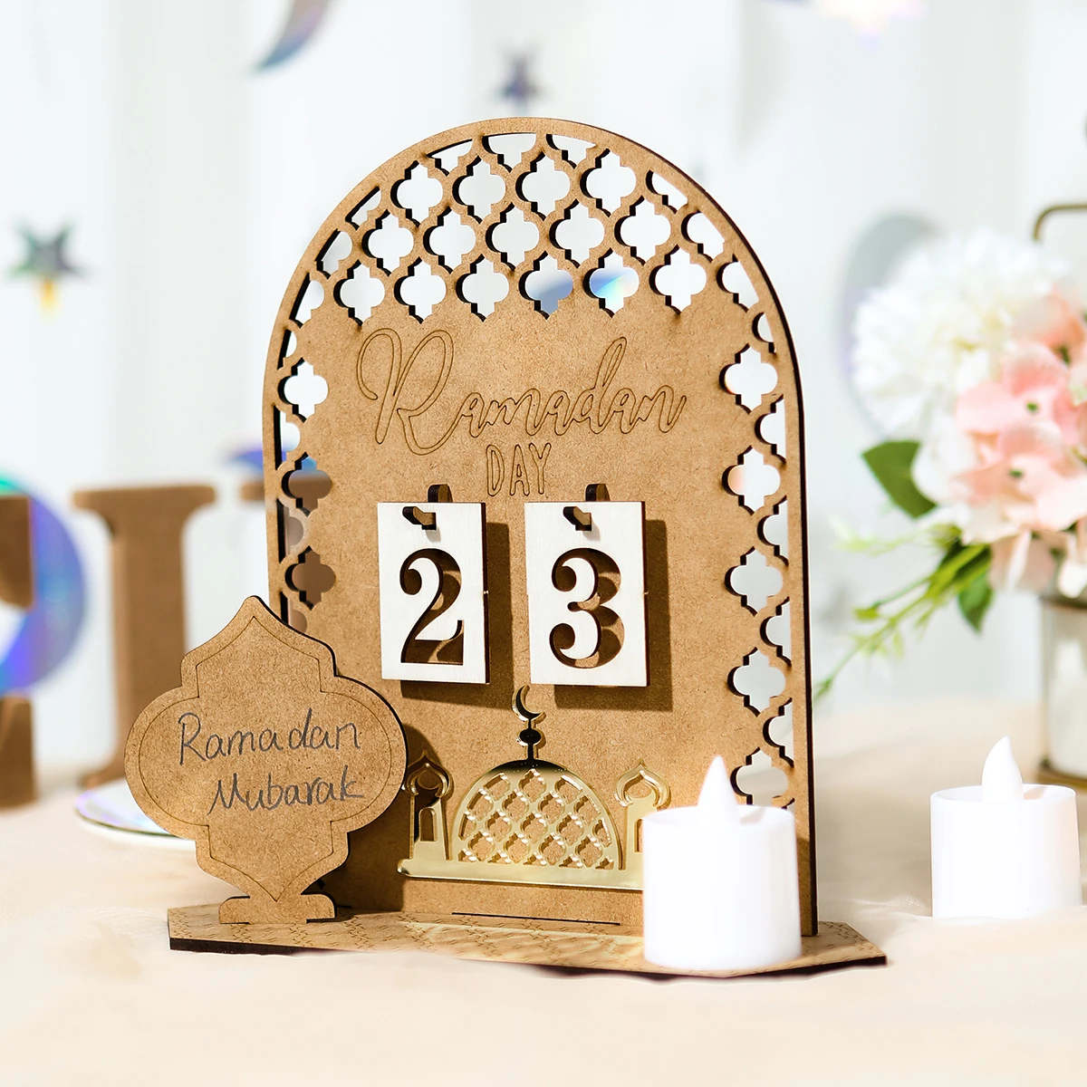 

Календарь с обратным отсчетом для Рамадана Eid Mubarak деревянные украшения 2023 для домашнего мусульманвечерние декора