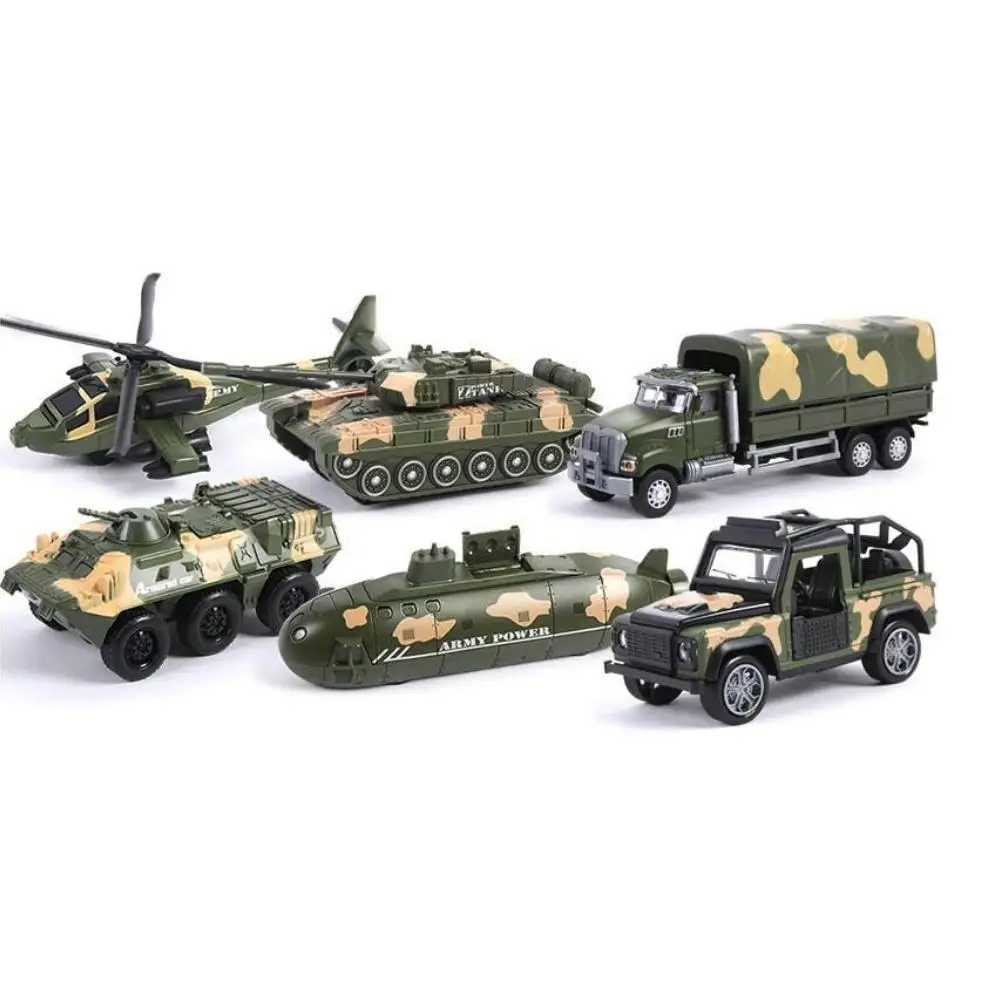 

1:52 Simulation Military Tank Pull-back Armored Car Airplane Model With 6pcs Figure Doll For Children Gifts