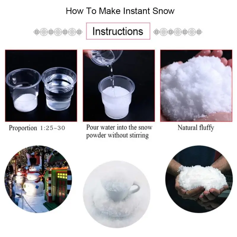

Powder Snowflake 20/100g Artificial Harmless Lifelike Snowflake Party Supplies Decorations Non-toxic Christmas Decor