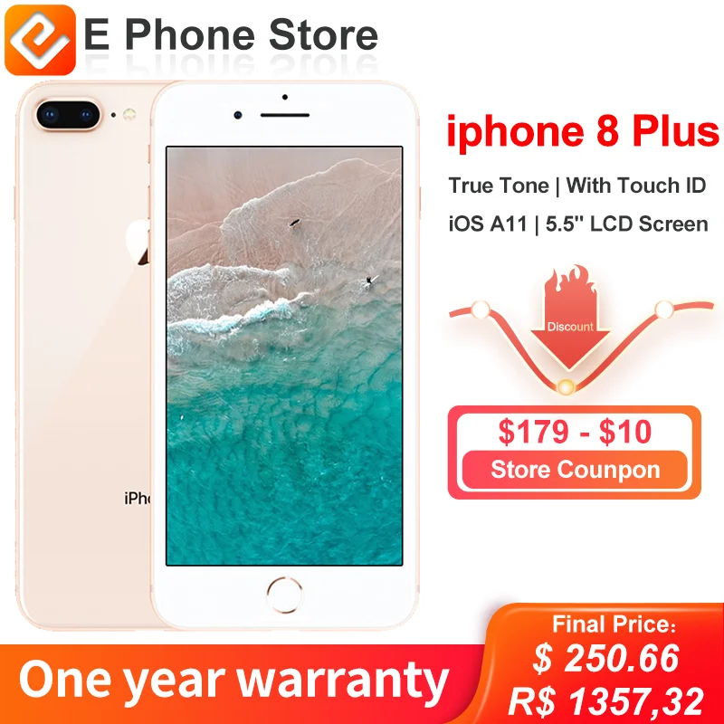 Разблокированный смартфон Apple iphone 8 Plus 64 ГБ/256 Гб ПЗУ камера 12 МП iOS 11 сенсорный ID