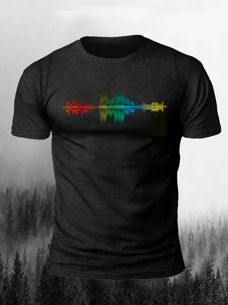 

Colorful Musical Wave Hot Sale Cotton Short Sleeve Shirt