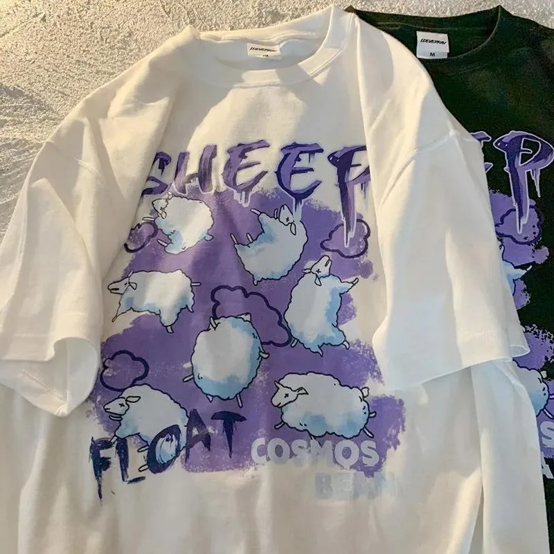 

Women T-shirt Short-sleeved Oversized T-shirt Women's Streetwear Summer New Loose Harajuku Style Rabbit Print Top T-shirt