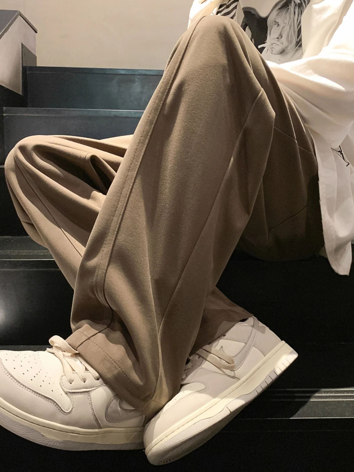 Черные шерстяные брюки мужские весенне-осенние американские винтажные прямые