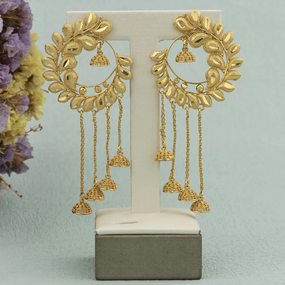 Bohemian Tassel Earrings Jewelry for Women Gold Color Italian Lady Elegant Hoop Earrings for African Dubai Bride Party Gifts