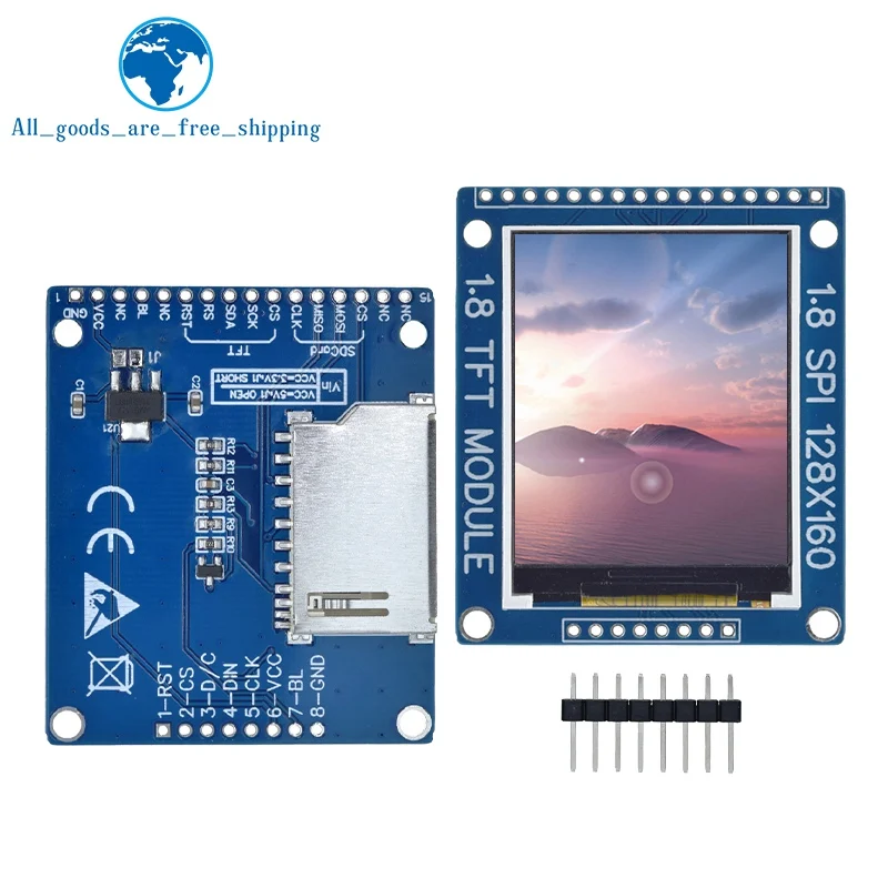 1,8 дюймовый последовательный SPI TFT ЖК-модуль Дисплей PCB адаптер IC 128x160 точечная матрица 3,3 В 5 в IO интерфейсный Cmmpatible LCD 1602 для Arduino