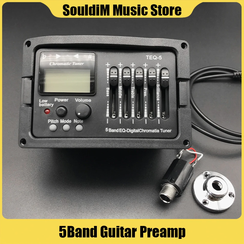 

10set TEQ-5 Acoustic Guitar Preamp EQ Equalizer Classical Acoustic Guitar Amplifier Digital Chromatia Blend Tuner Piezo Pickup