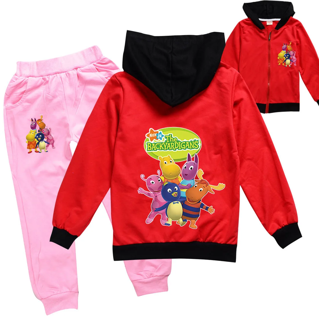 Комплект детской повседневной одежды с капюшоном на молнии и штанами |