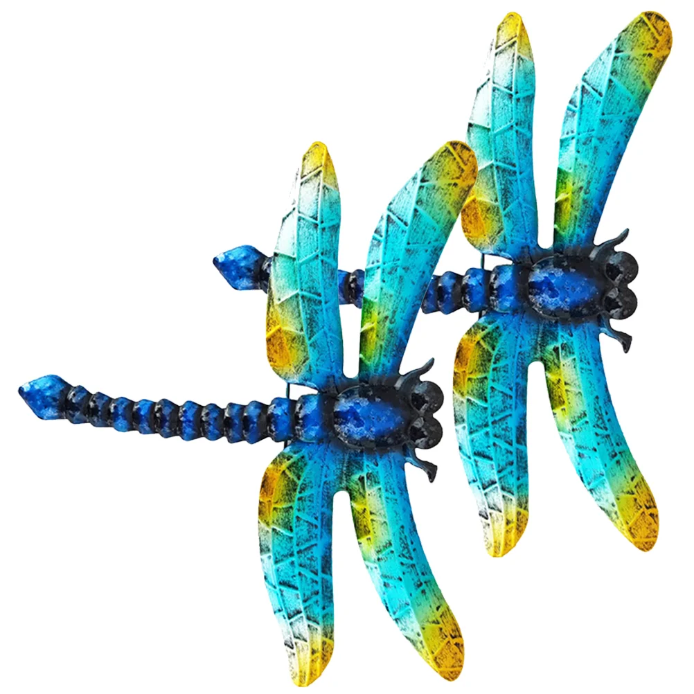 

Wall Dragonfly Decor Decorations 3D Metal Iron Garden Outside Figurines Inspirational Model Animal Sculptures Sculpture Outdoor