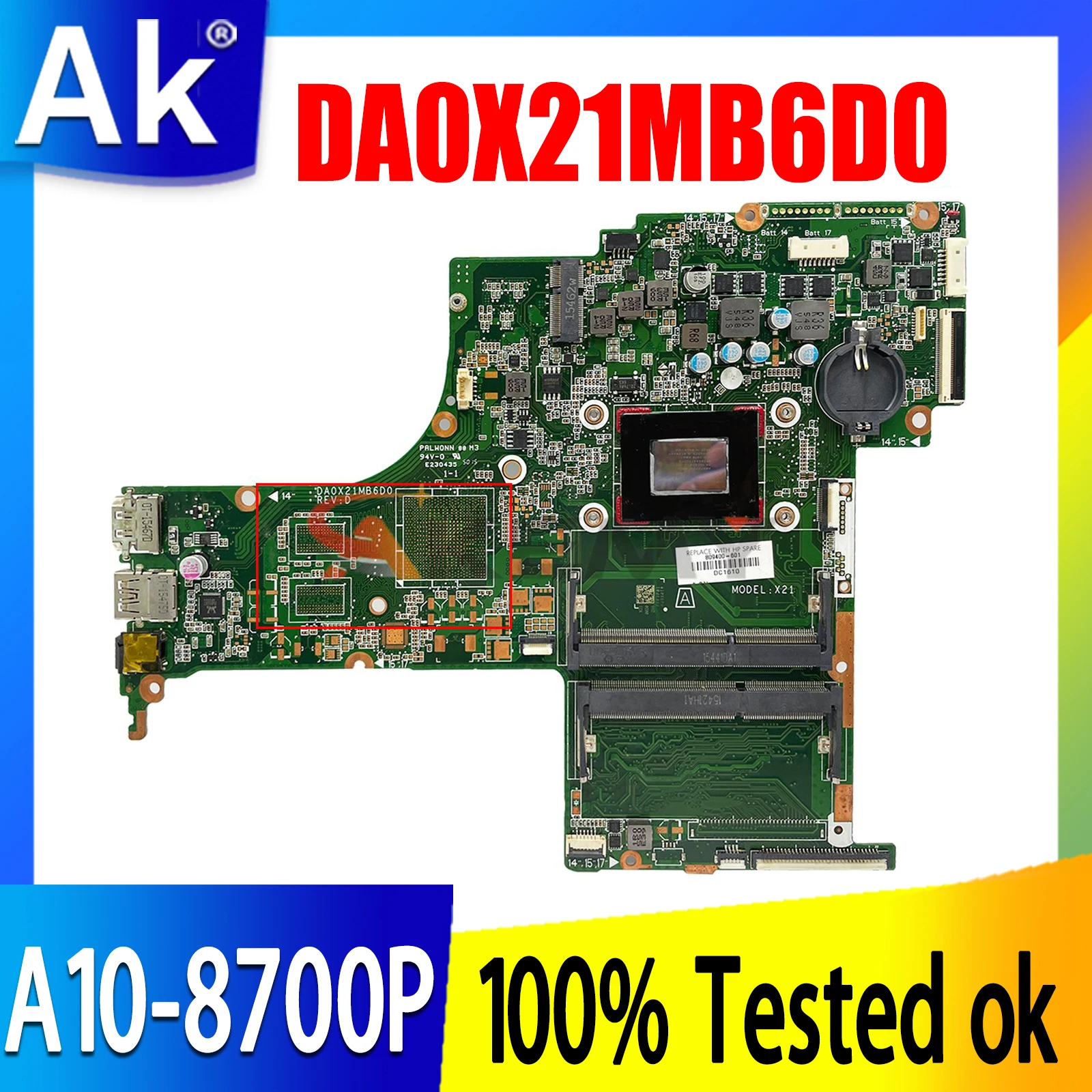 

For HP PAVILION 17Z-G000 Laptop Motherboard 809403-501 809400-501 809403-001 DA0X21MB6D0 R6M260 2GB A10-8700P 100% Fully Tested