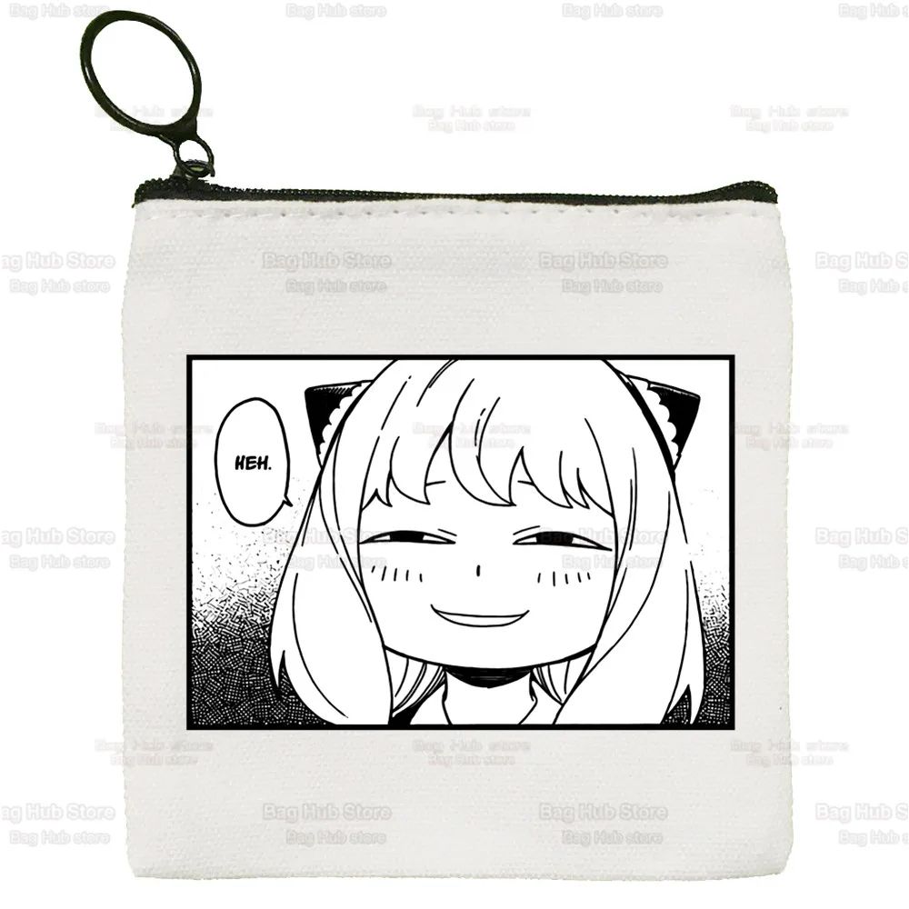 Japanese Anime Spy x Family Canvas Bag Pure White Bag SPYFAMILY Zipper Bag Coin Bag Anya Smug SpyFamily Coin Bag Clutch Bag