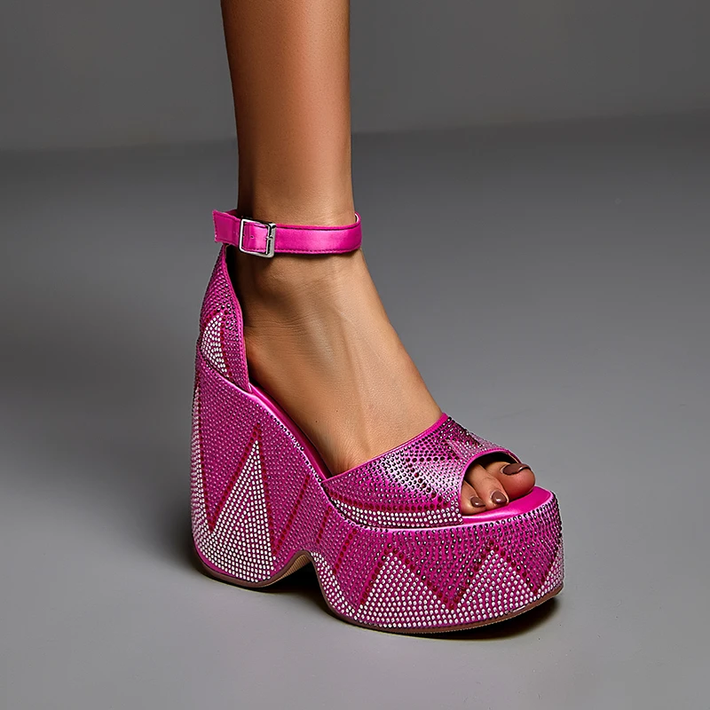 

Стильные и элегантные сандалии Heihaian 2023 подходит для летней женской обуви на платформе с украшениями Стразы 35-43