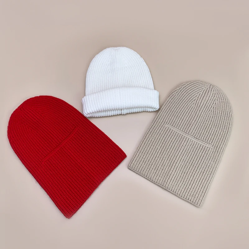 Однотонные простые вязаные шапки для верховой езды новые осенне-зимние теплые