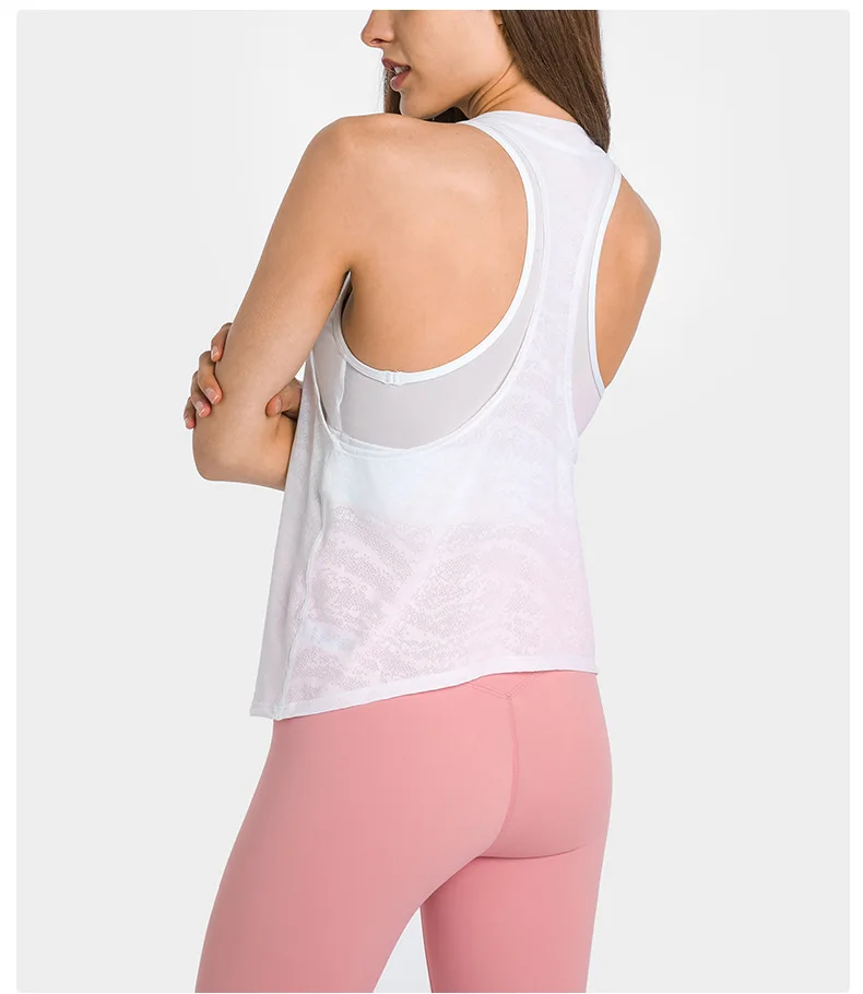 LuluWomens Clothing Yoga Tank Top Gym Sports Top Underwear Bra Outdoor Jogging Fitness Jacquard Fabric Crop Leisure Blouse Vest