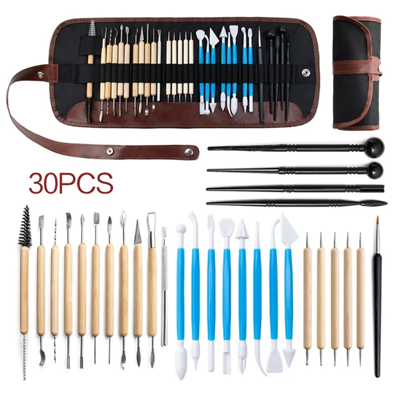 

30pcs DIY Clay Pottery Tool Set Double Sided Ceramics Sculpting Carving Tool Kit Dropship