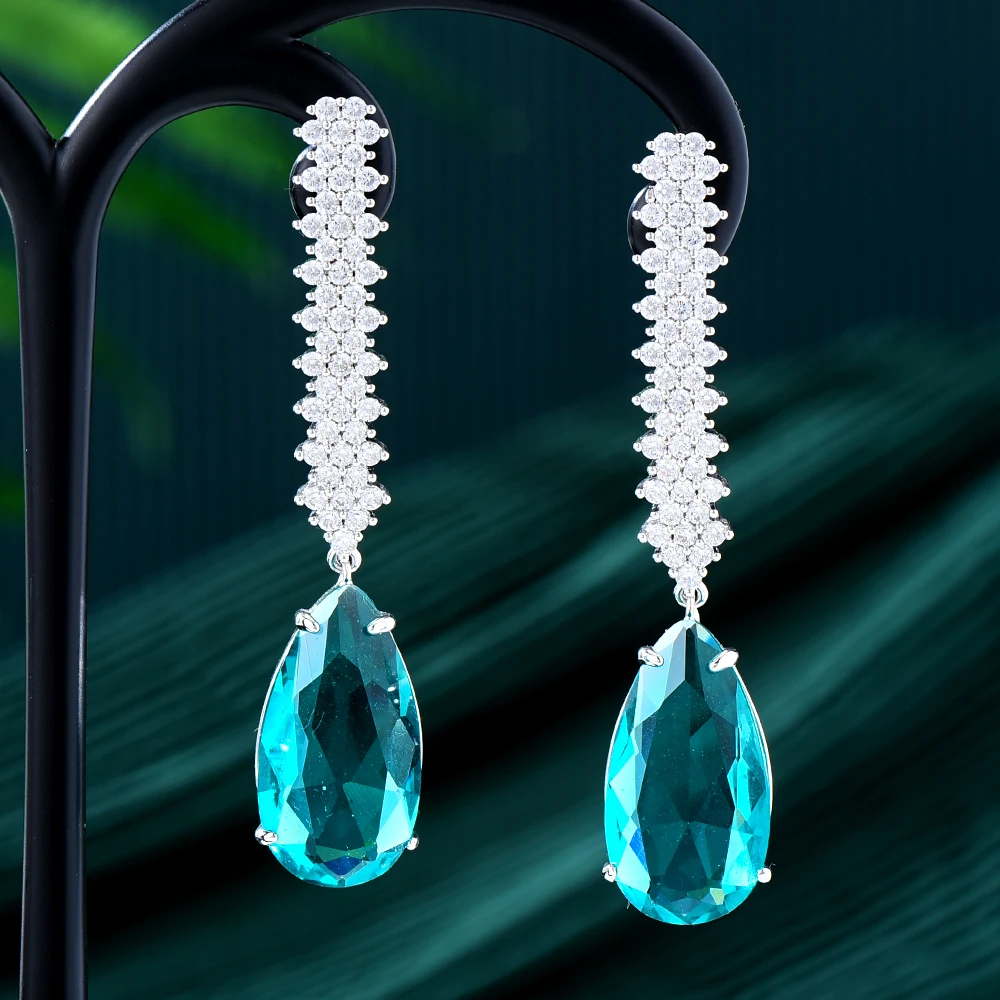 

Роскошные Синие серьги GODKI в форме капли для женщин, свадебные серьги с фианитами для свадебной вечеринки в Дубае, серьги для невесты