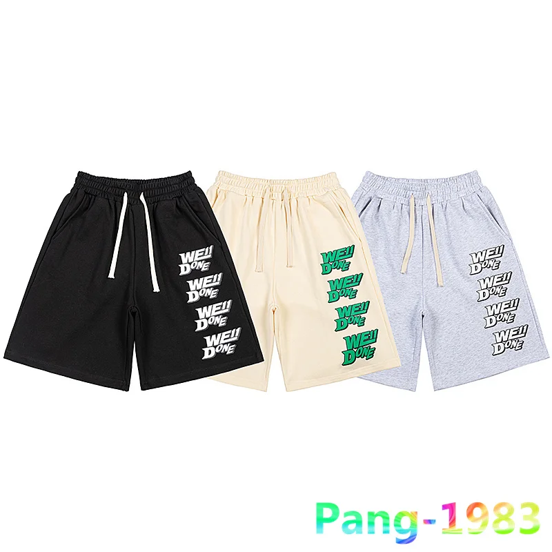 

Шорты We11done для мужчин и женщин, стильные свободные спортивные повседневные короткие штаны с принтом в виде пули, с кулиской, лето 1:1