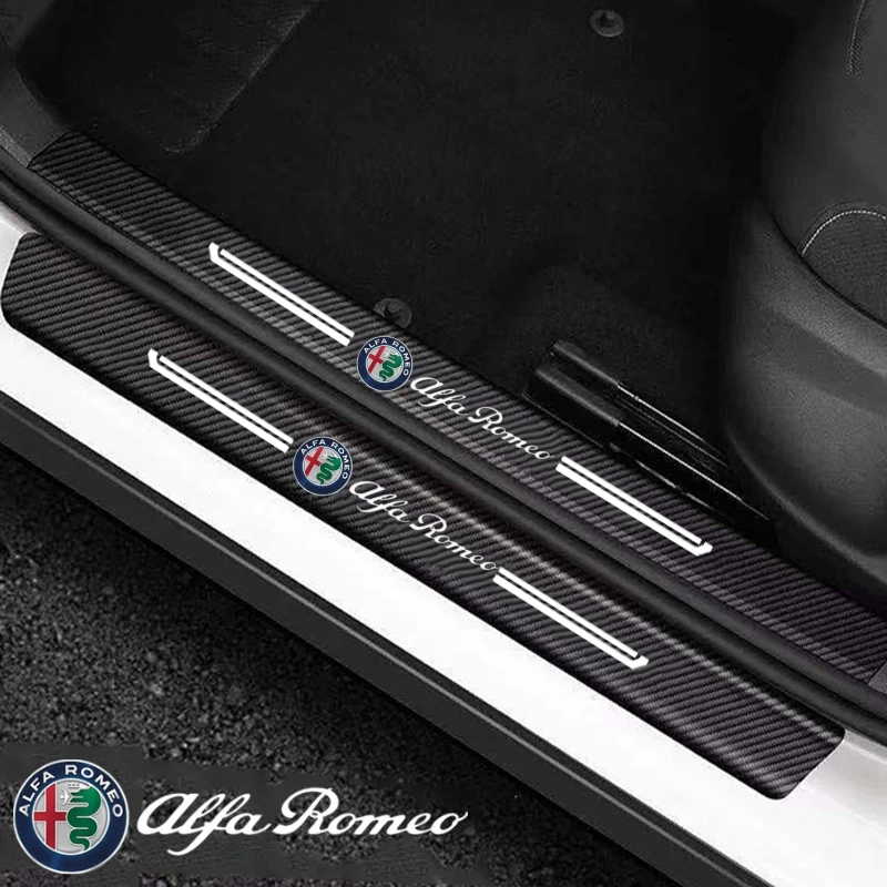 

5Pcs Car Door Sill Protector Sticker for Alfa Romeo Giulia 159 147 156 Stelvio Giulietta Mito Carbon Rear Trunk Bumper Decals