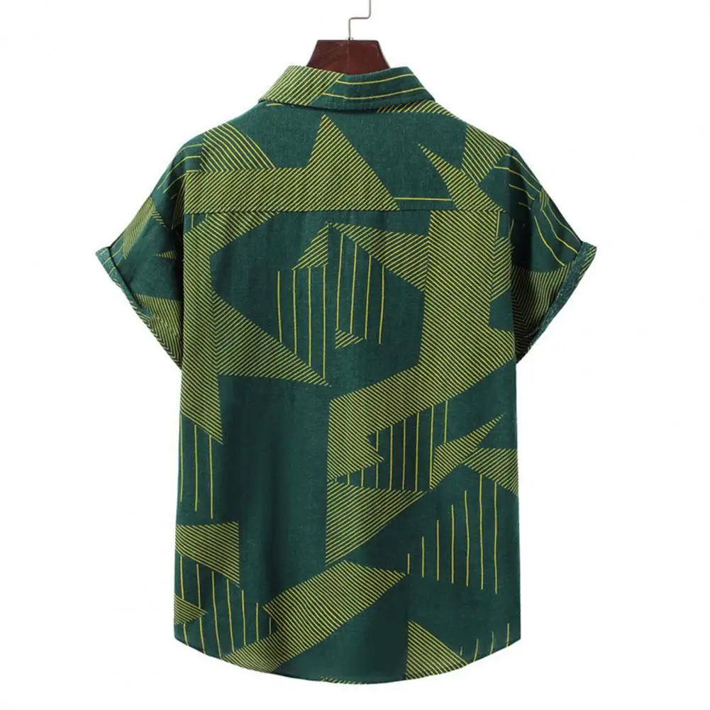 

Beachwear Trendy Turndown Collar Buttons Top Summer Men Top All Match for Travel