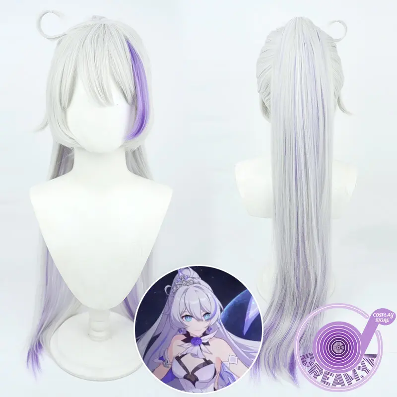 

Парик для косплея киана каслана Honkai ударопрочный серый фиолетовый смешанный 100 см конский хвост термостойкие синтетические волосы вечерние эллоуин Вечеринка ролевые игры