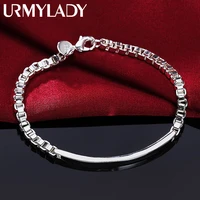 urmylady 4mm box chain charm bracelet 925 silver lobster clasp for women man wedding fashion engagement party jewelry