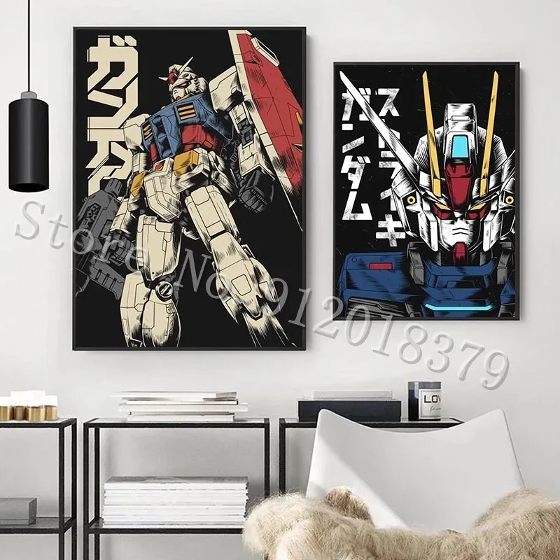 

Gundam Canvas Painting Bandai Wall Art Picture for Kids Room Anime Robot Cartoon Posters and Prints Bedroom Decor Canvas Artwork