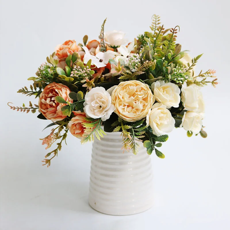 

Peony Bouquet Artificial Silk Flowers Rose Wedding Centerpieces High Quality Fake Flower for Indoor Home Living Room Decoration